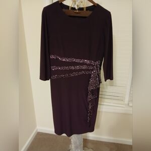 ROYAL PURPLE R&M RICHARDS WAIST SPIRAL SEQUENCE EVENING DRESS  Size 12